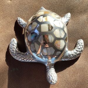 Silver Turtle Decor with Mother of Pearl Inlay